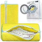 DASZERX XXL Shoe Washing Machine Bag - 2 Pcs Set - 360° Reusable Shoe Bag for Washing Machine and Dryer - Wrap Shoe Washing Bag for Sneakers, Boots & Delicate Footwear (Yellow)