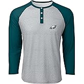 FOCO mens Nfl Team Logo Long Sleeve Henley Shirt, Gray Team Logo, Large US