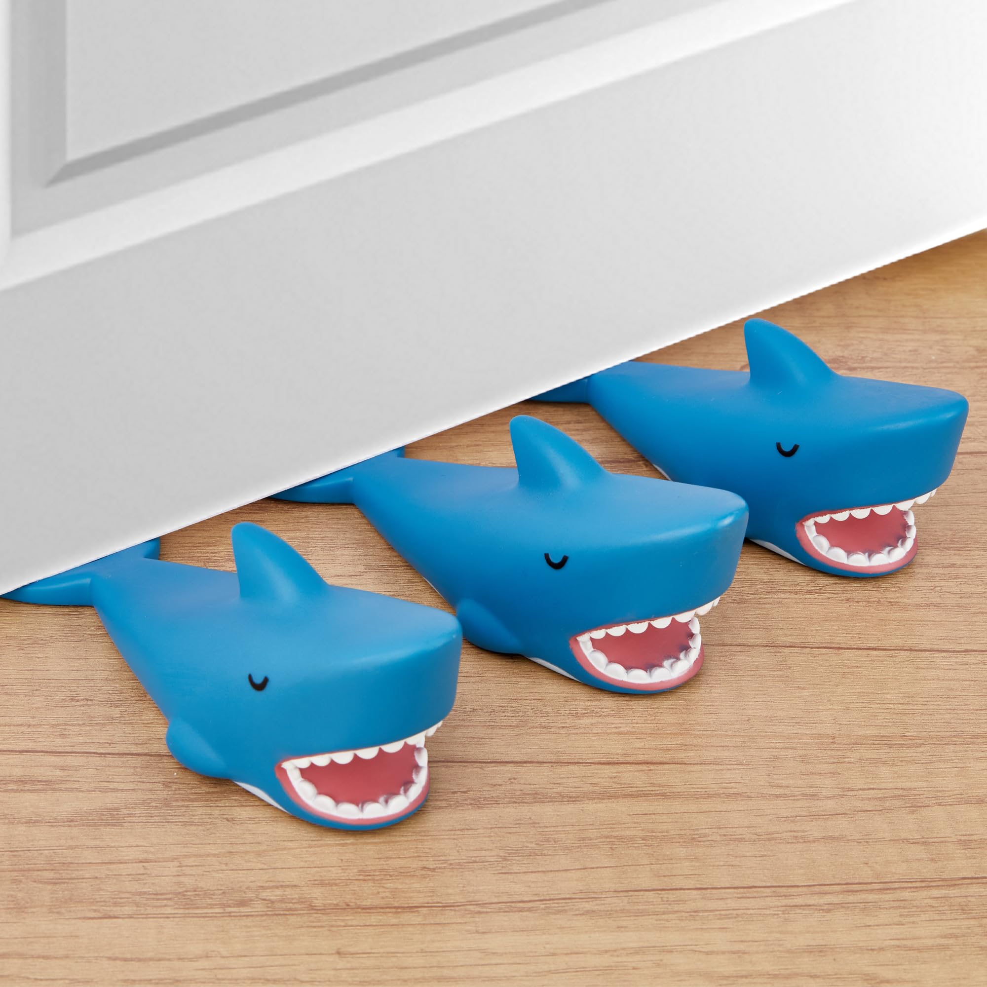 Dormercy 3Pcs Cute Door Stopper, Cartoon Shark Animal Door Stop, Decorative Door Wedge for Home and Office Floor(Patented)