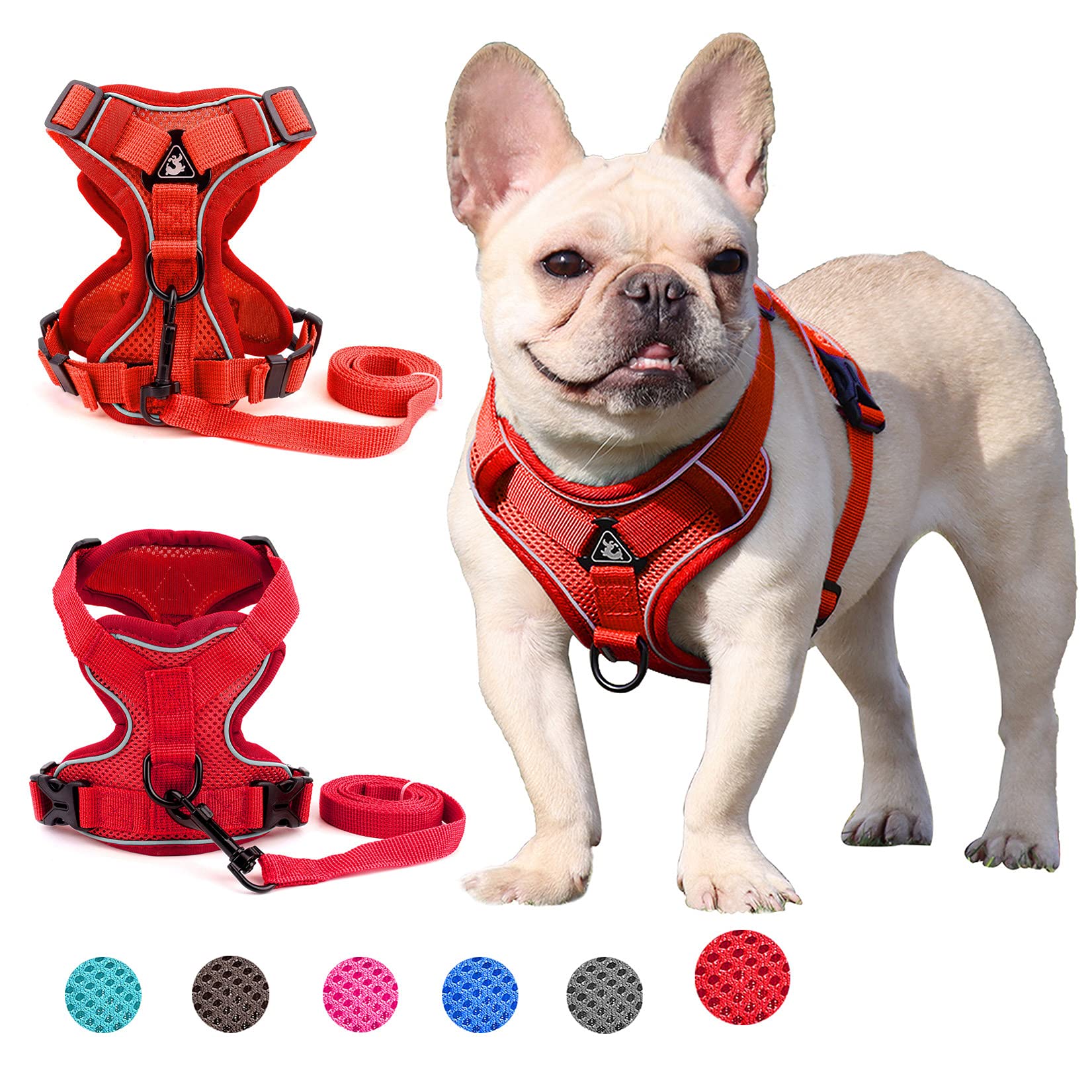 Zunea Pet Dog & Cat Harness - No Pull, Adjustable, Reflective, Breathable Mesh - XS/S Size - Escape Proof - Red