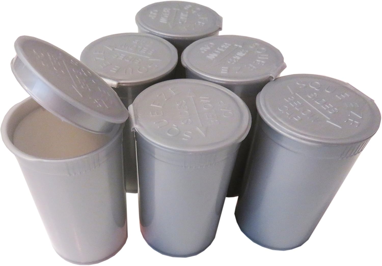 London Poptops 13Dr 50x SOLID SILVER Pop Top Containers 50ml Squeeze