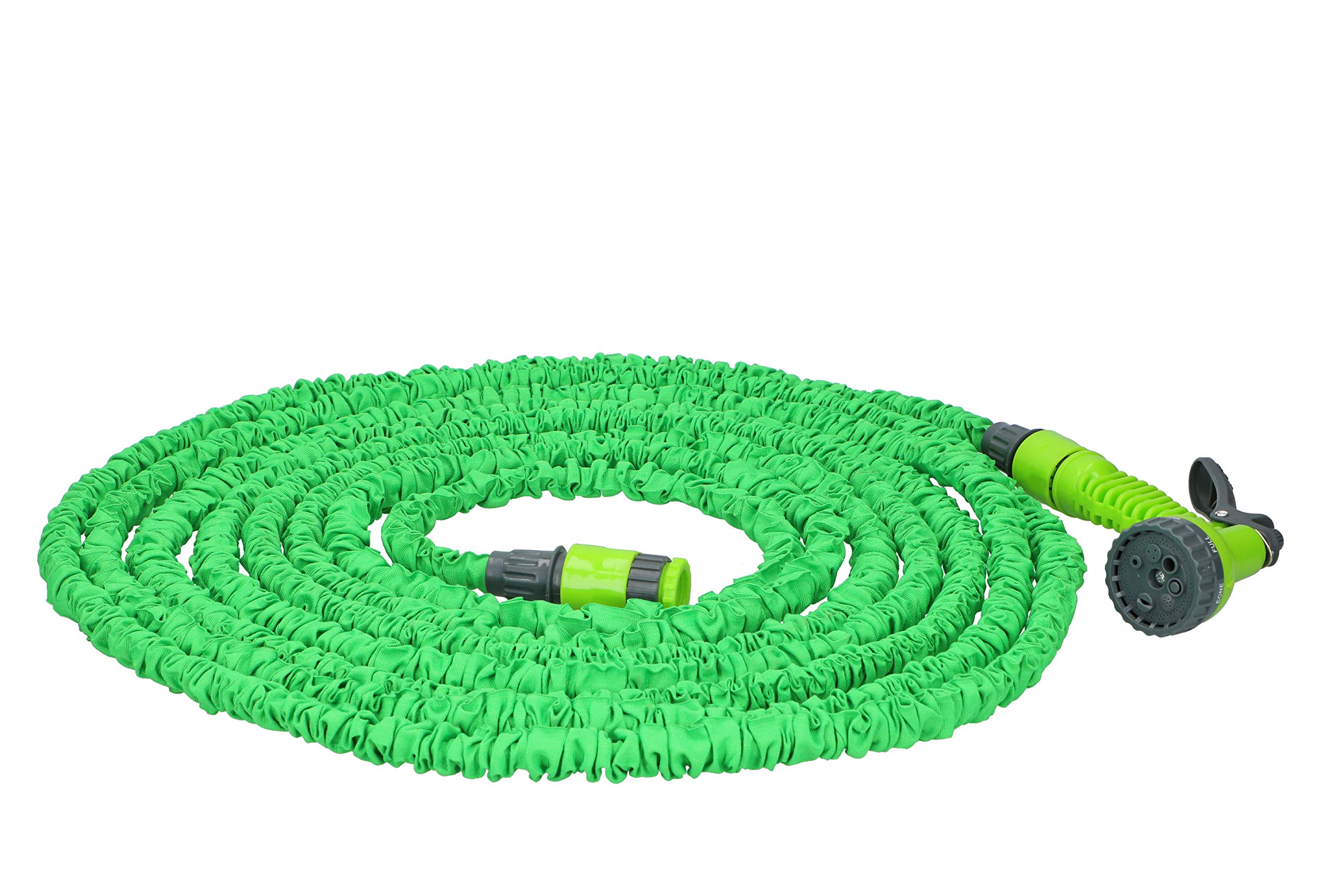 Kinzo Garden 68999 Extendable Garden Hose 7.5-22.5 m with 7 Function Gun Green