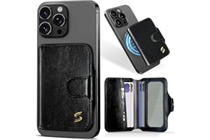 Samgg for Magsafe Wallet Magnetic Phone Wallet Card Holder for iPhone 17 16 15 14 13 Pro Max Plus, 5 Slots RFID Blocking, Strong Magnet, Luxury Leather Mag Safe Wallet for Women Men, Black