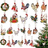 40 Pack Funny Christmas Chicken Ornament Set Scarf Chicken Holiday Decoration Chicken Ornaments for Christmas Tree Outdoor Hanging Christmas Ornaments