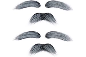 YAN DREAM Old Man Mustache and Eyebrows 100 Days of School Grandpa Fake Beard Mustaches for Halloween Party