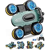 Remote Control Car RC Stunt Cars Toy Gifts - High-Speed Drift 360 Flips Four-Sided Driving Rotating Twist 4WD Offroad Vehicle for Kids Boy Girl Birthday Presents Ages 5 6 7 9 10 11 12 Years Old Green