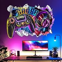 decalmile Large 3D Game Wall Decals Gamer Controller Video Gaming Joystick Wall Stickers Teenagers Boy Bedroom Playroom Wall 