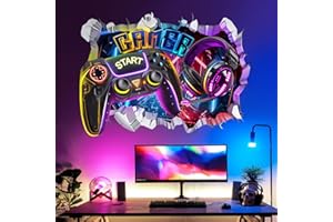 decalmile Large 3D Game Wall Decals Gamer Controller Video Gaming Joystick Wall Stickers Teenagers Boy Bedroom Playroom Wall Decor