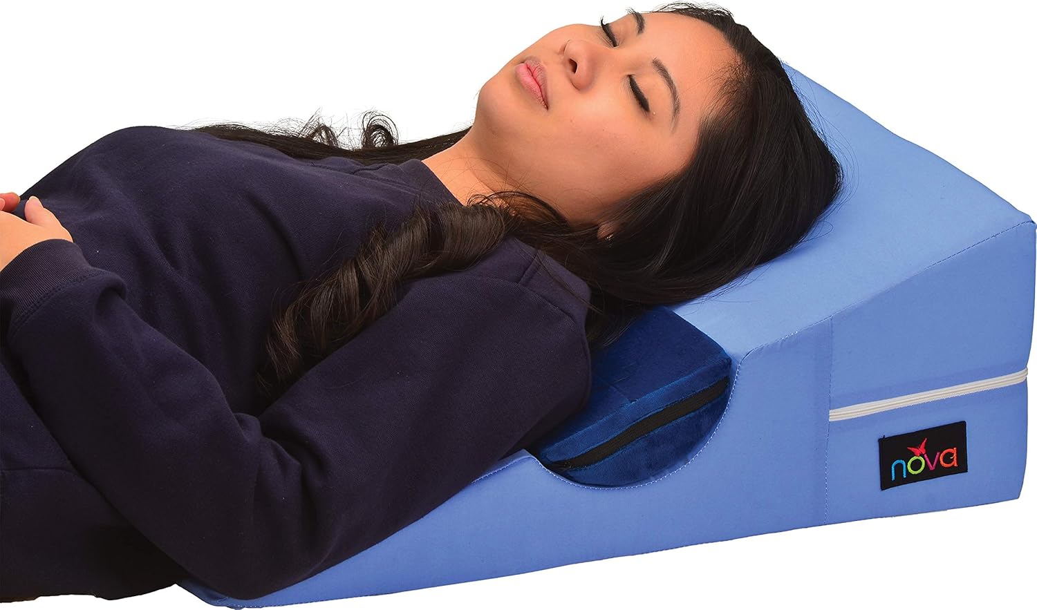 NOVA Bed Wedge for Back & Side Sleepers with Half Roll Pillow Insert, Bed Wedge with Cut Out for Side Sleepers, Combo Bed Wedge & Half Roll Pillow: Health & Personal Care