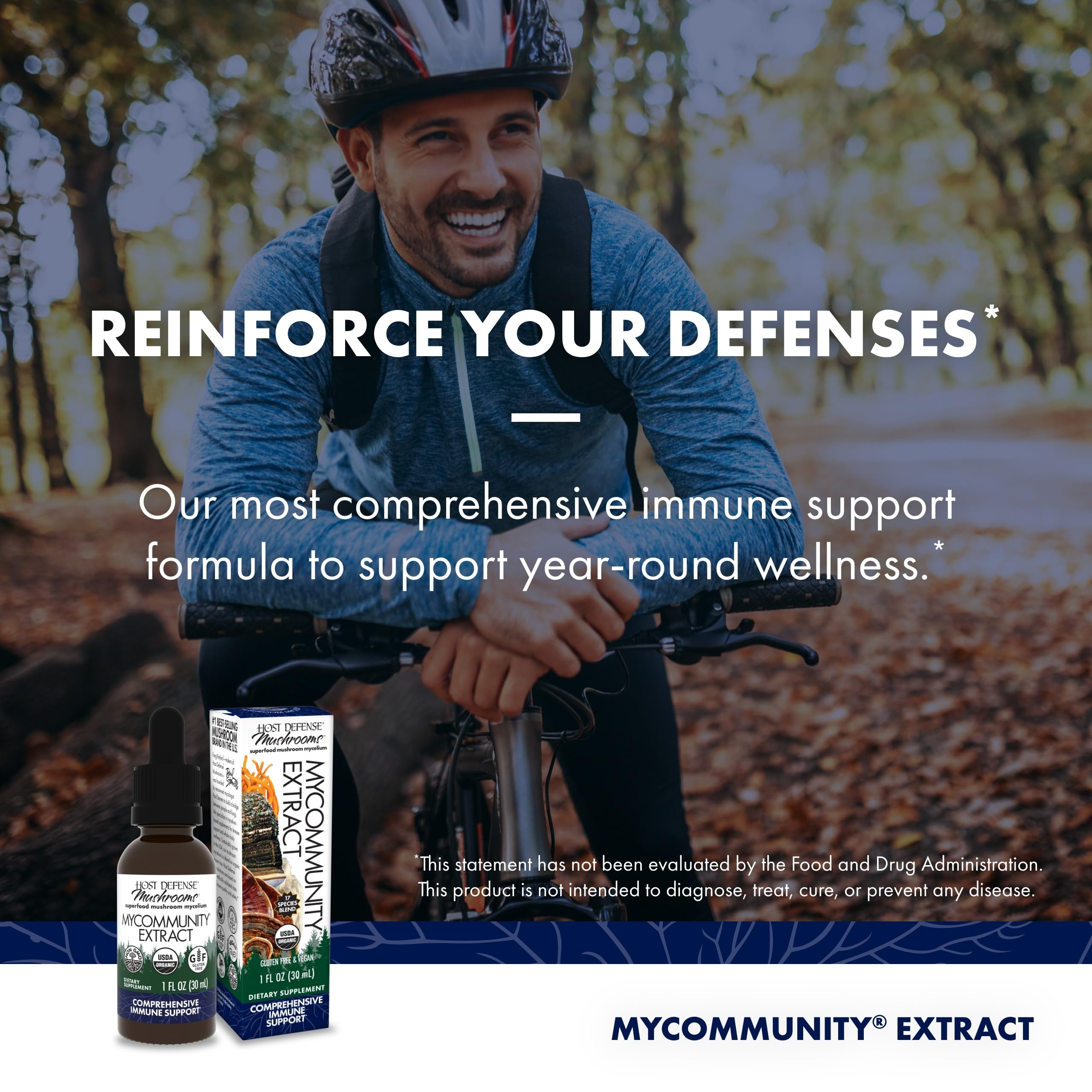 Host Defense MyCommunity Extract - 17 Species Blend Mushroom Supplement for Immune Support - Extract with Lion's Mane, Reishi, Chaga, Cordyceps, Turkey Tail & More - 1 fl oz (30 Servings)*