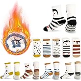 DECOVICI Non Slip Toddler Socks, Baby Socks with Grippers for Boys Girls, Thicken Warm Winter Sock for 0-5 Years 5 Pairs