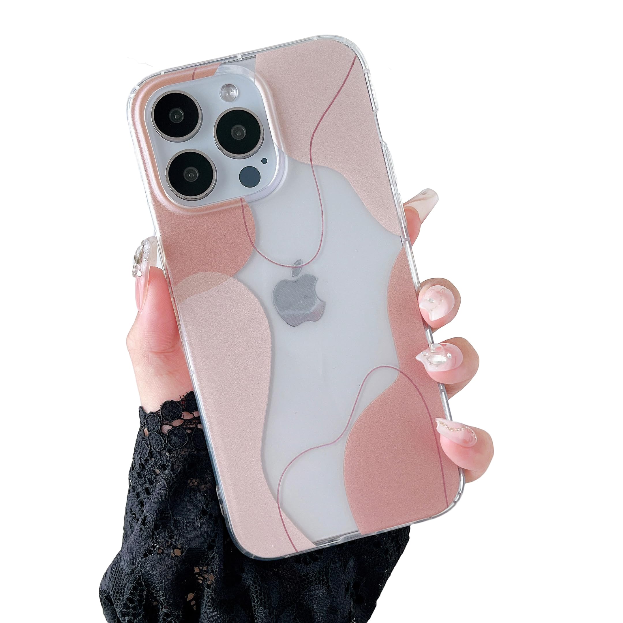 DEFBSC Compatible with iPhone 15 Pro Max Case, Transparent Color Mix Aesthetic Design Soft TPU Bumper Slim Thin Shock-Absorbing Protective Phone Cover - Brown — image 1