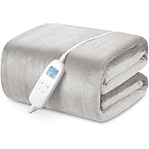 PROALLER Electric Heated Blanket Queen Size with 6 Levels & 8h Auto Off, Ultra Soft Flannel Full Body Heating Blanket, Machine Washable, Warm Gray, 84" x 90"