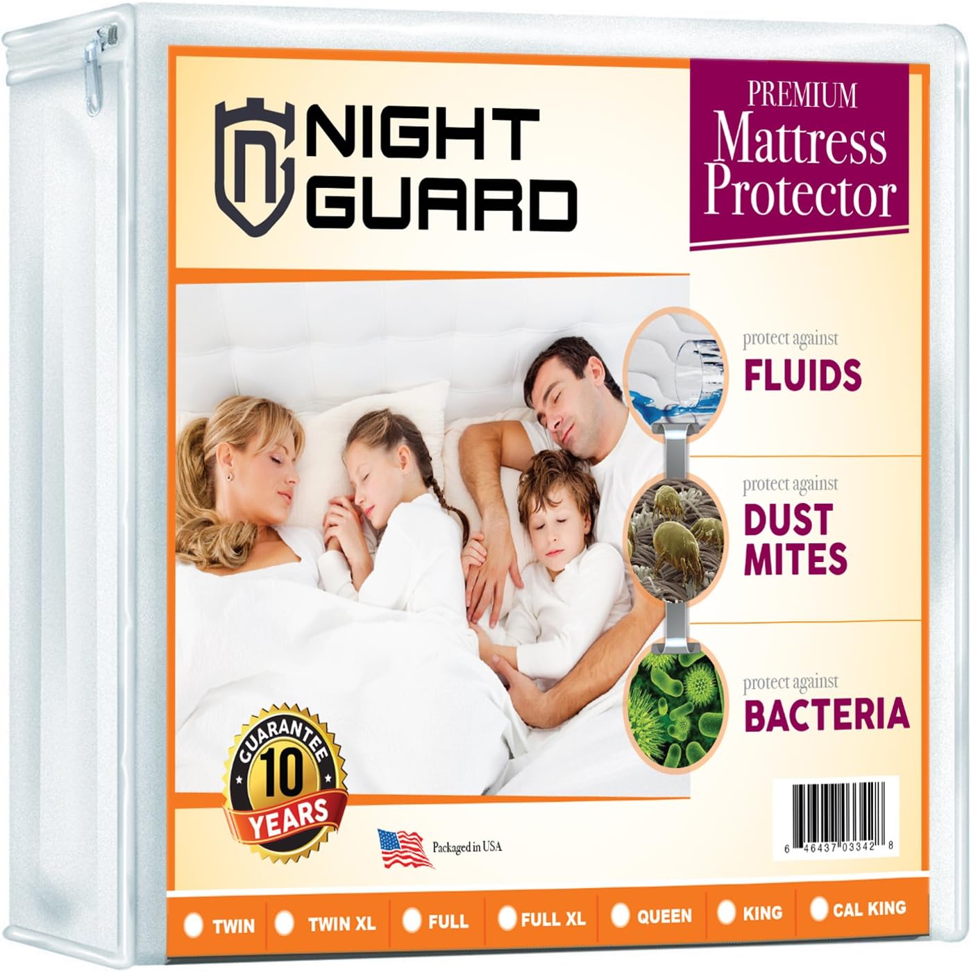 Mattress Protector By Night Guard - Premium Hypoallergenic Waterproof - Vinyl-Free - 130gsm - Fits Mattresses Up To 14 Inch Size - 38"x 75" (Twin)