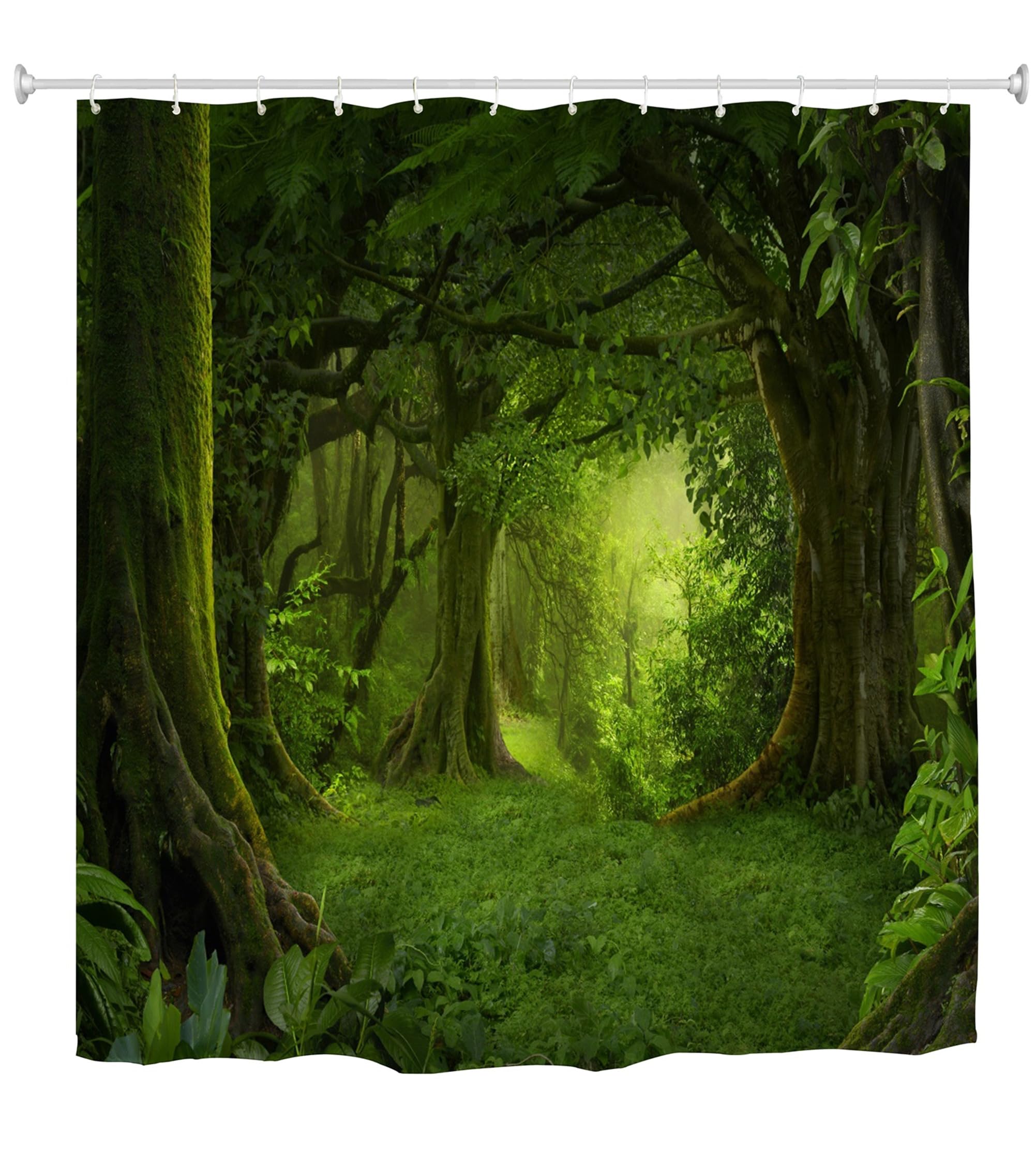 goodbath Forest Shower Curtain,Rainforrest Jungle Trees Shower Curtains Set 12 Hooks,Waterproof Fabric Bath Curtains for Bathroom,180 x 180 cm
