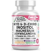 Myo Inositol D Chiro Inositol Supplement for Women - Hormone Balance with Magnesium Ashwagandha Vitamin D3 Folate Maca Root Chasteberry Evening Primrose | Ovarian Support Capsules 120 Count