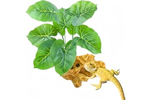 MRTIOO Reptile Artificial Plants, Terrarium Plants Decorations Supplies, Amphibian Habitat Hideout Tank Accessories, Rainforest Ground Plant