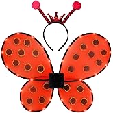 Funcredible Light Up Ladybug Wings & Antenna Headband – Adult Insect Costume Accessories – Halloween Cosplay Party Set