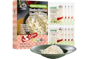 YUHO Organic Konjac Shirataki Noodles Spaghetti & Fettuccine 8 Pack Ready to Eat Oat Vegan Gluten Free Low Carb Calorie Sugar Free Plant-Based Soy Free Paleo and Keto Friendly 53.61 Oz Variety Pack