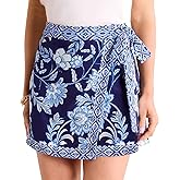 Talakeno Womens Floral Wrap Short Skirt Summer Beach Mini Skirt Casual Knot Side High Waist A Line Vacation Outfits Skorts