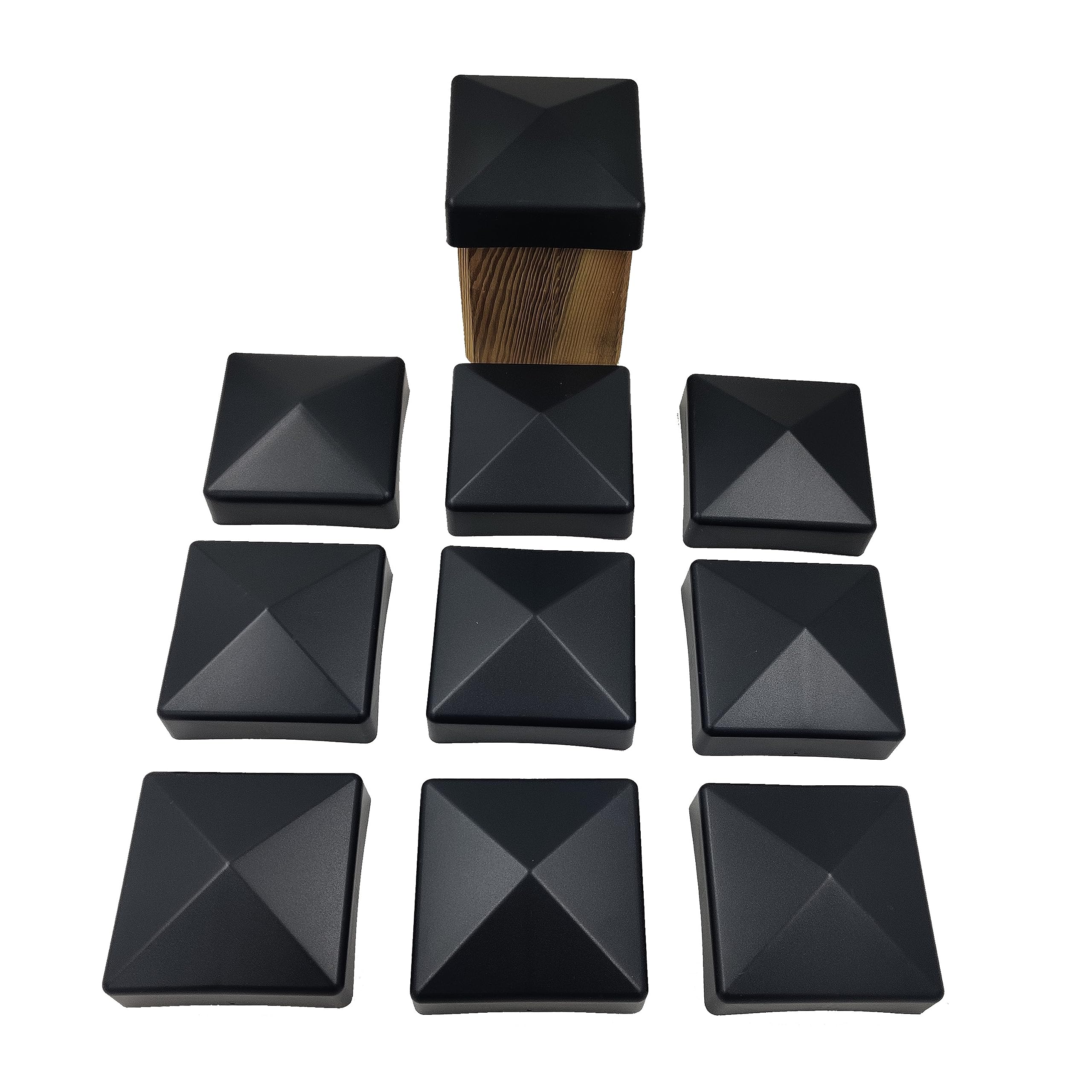 Pack of 10 Fence Post Caps 90 mm Pyramid Cover Cap Anthracite for Posts 9 x 9 cm (UV Stabilised / Made in Germany)