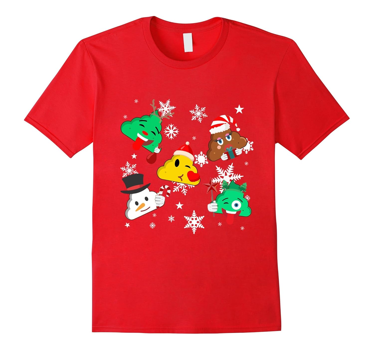 Christmas Poop Emoji T-Shirt Funny Poop Emoji Santa Hat Kids-ANZ