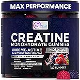 NUTRAFLUS Creatine Monohydrate Gummies – Berry Flavored Creatine Supplements for Women and Men – 120Pcs Pre Workout Gummies with BCAA, Taurine, Vitamin B12 - Promote Energy Boost, Performance