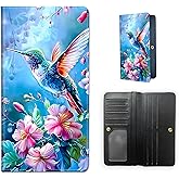 ETLKJVBL RFID Blocking Leather Wallet for Women and Men, Colorful Hummingbird Compact Bifold Credit Card Holder with RFID Protection, Small Ladies Slim Minimalist Wallet