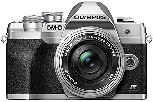 OLYMPUS OM-D E-M10 Mark IV Silver Body with Silver M.Zuiko Digital ED 14-42mm F3.5-5.6 EZ Lens Kit (Renewed)
