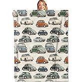 MIEPOS Vintage Car Throw Blanket,50x60in,Soft,Lightweight Flannel,Retro Classic Cars Blankets - Gifts for Kids Girls Boys,for Couch Office Travel,Home Living Room Nostalgic Decor