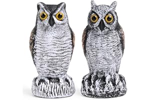 OFFO Owl Decoys to Scare Birds Away, Fake Decoy to Keep Pigeons Away,20cm（8 in） Bird Scare Devices Plastic Scarecrow for Outd