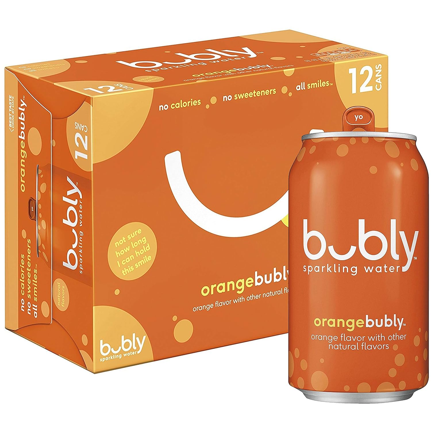 Bubly Sparkling Water, Orange, 12 oz, 12 ct Grocery