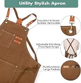 Berkelen Chef Apron - Water Resistant Cotton Canvas, Adjustable, Brown view 2