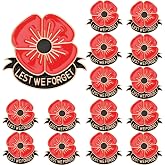 SANNIX 15Pcs Poppy Pins, Poppy Flower Brooch Pins Memorial Day Lapel Pins | Lest We Forget Enamel Pins Veterans Day Badge