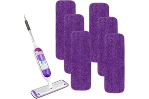 Reusable Mop Pads Compatible with Swiffer Powermop Pads Washable Microfiber Mop Refills(15.7"x5.1",Purple,6Pack)