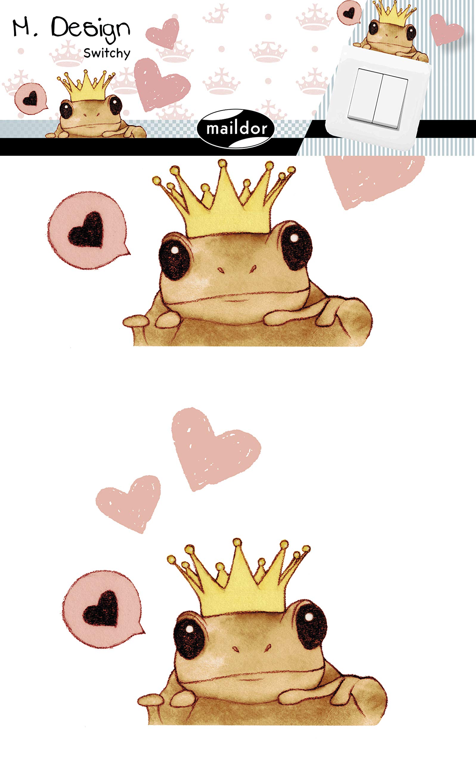 Maildor - Ref AD044O - M Design Switchy - 1 x Sheet of Adhesive to Cut - 24 x 15cm - Frog Prince Design - Suitable For Decorating Around Light Switches