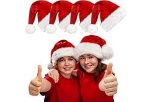 KORTES 2/4/10 Pack Plush Santa Hat for Kids, Children and Toddlers - Christmas Hats