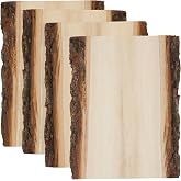 Foggy Bottom Woodworks LLC Premium Basswood Planks with Natural Bark Edges, 4-Pack, 7-9 x 11 x 0.63 in, Kiln-Dried Wood for Laser Engraving, Wood Burning, Painting &amp; DIY Crafts, Made in USA