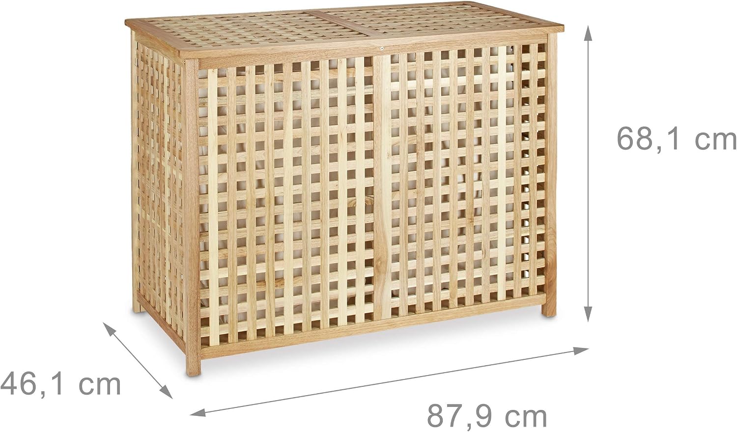 Relaxdays Double Laundry Hamper Laundry Basket 2 Part Laundry Bin 46.1 x 87.9 x 68.1 cm Laundry Sorter Double Laundry Box with 2 Linen Sacks Bags - Image 4