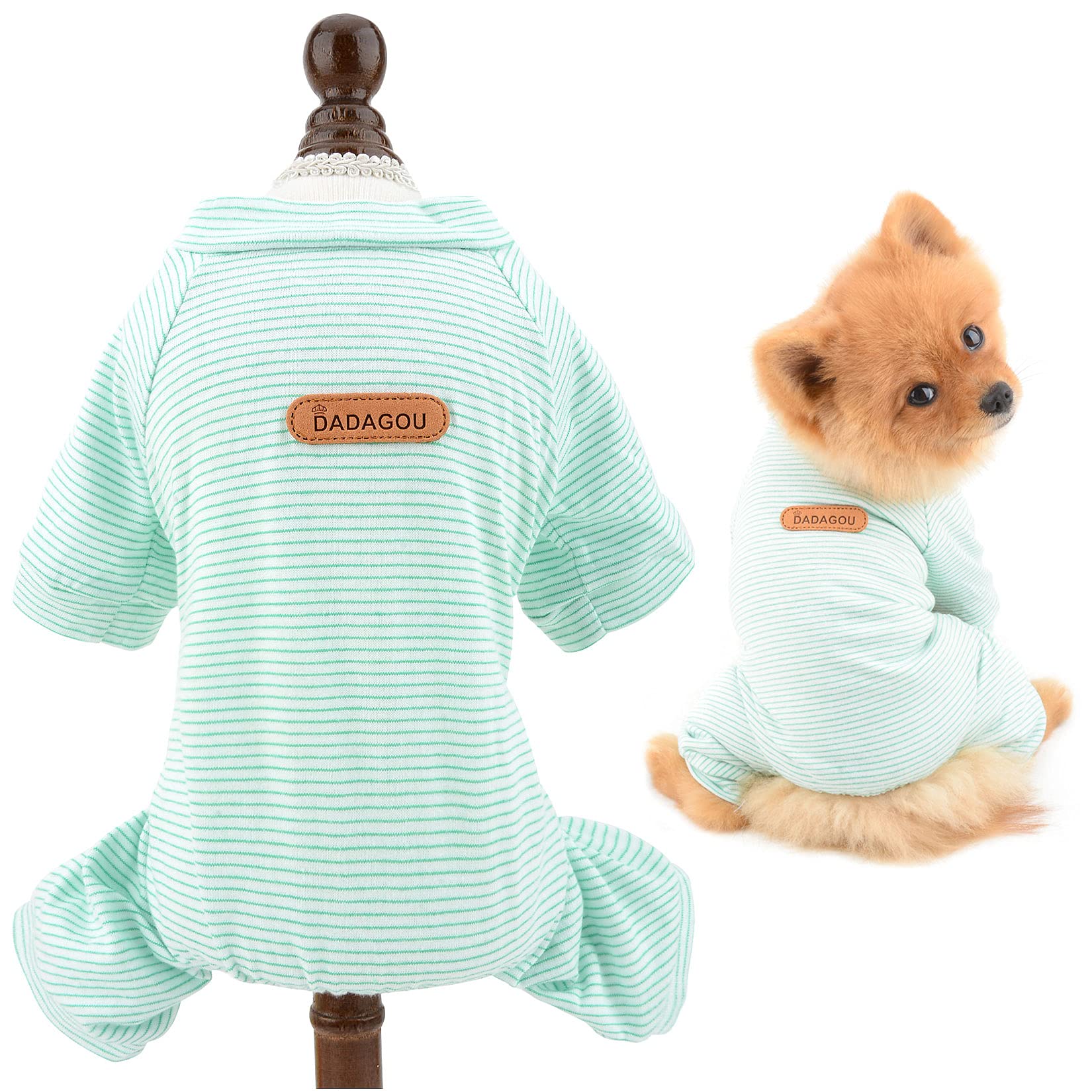 SMALLLEE_LUCKY_STORE Pet Striped Cotton Pajamas Pjs for Small Dogs Cats Puppy Pyjamas Jumpsuit Bodysuit Indoor Jumper Shirt with legs Yorkie Chihuahua Clothes