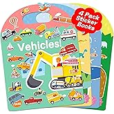 iGetooy 4 Sets Sticker Books for Toddlers 3+ Years, 122 Pcs Puffy Stickers for Kids, 3D Sticker Books for Toddlers, Toddler Airplane Travel Essentials for Kids