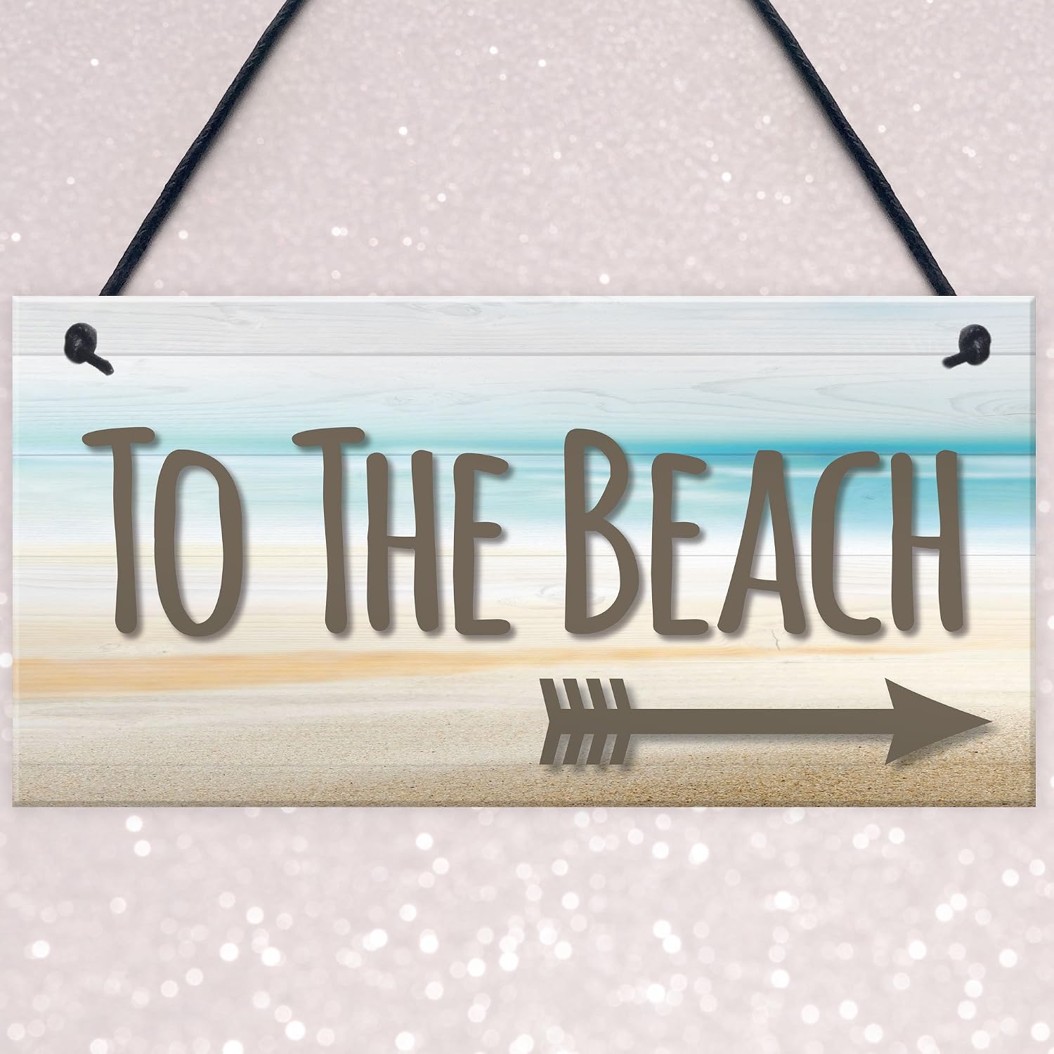 Red Ocean To The Beach Arrow Nautical Seaside Marine Theme Hanging Plaque Sand Gift Sign, 200x100mm - Image 4