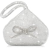 SilTriangle Women's Rhinestone Bow Clutch Evening Bags Sparkly Glitter Triangle Purse for 1920s Party Prom Wedding
