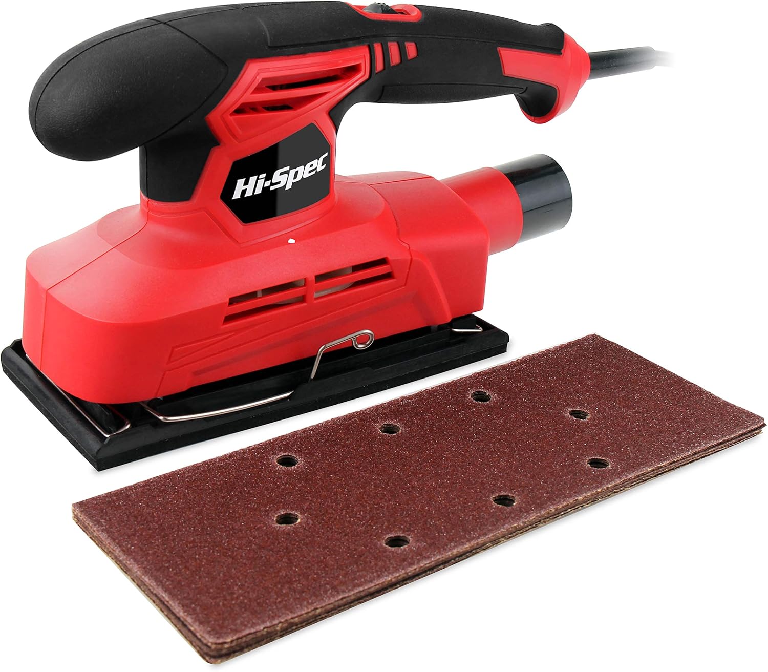 Hi-Spec 1.3A 150W Corded 12, 000rpm 1/3" Sheet Orbital Finishing Sheet Sander with 10 Piece Sand Papers for DIY Medium to Fine Sanding Down, Smoothing & Finishing of Wood - - 