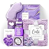Birthday Gifts for Women Self Care Package, Get Well Soon Gift Baskets for Women Spa Gifts Set, Unique Thinking of You Inspirational Sympathy Gift Baskets for Mom Best Friend Sister Wife Her(Purple)