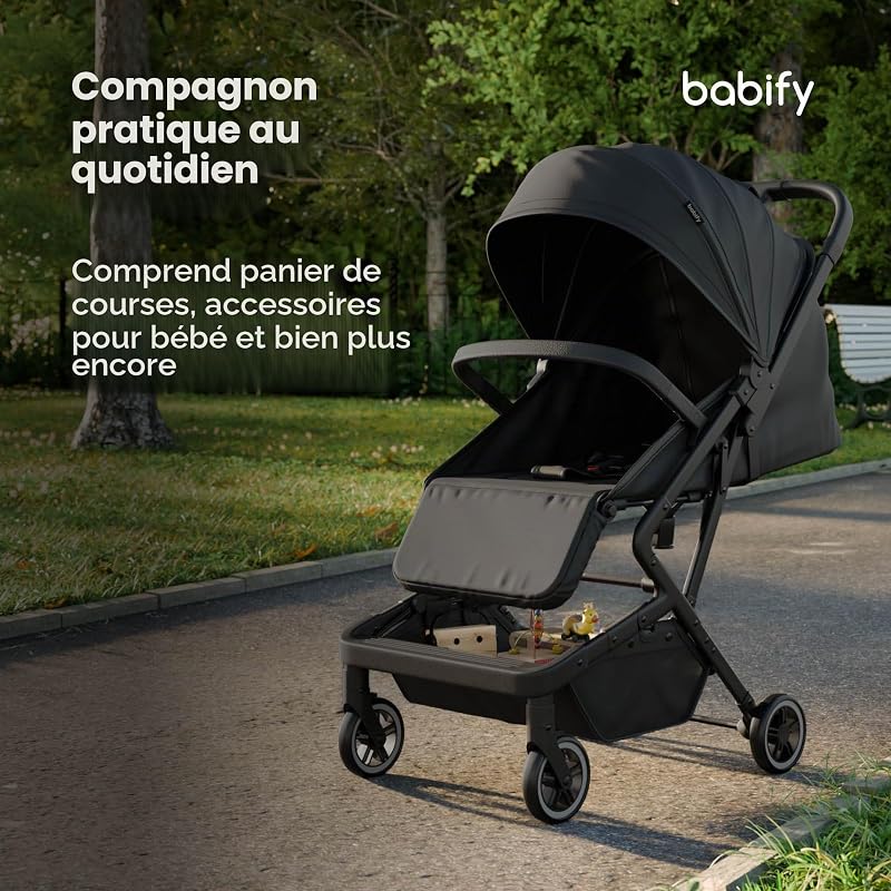 Urban Ease Poussette - Naissance à 4 Ans (22 kg), Pliage à Une Main, Inclinaison & Repose-Pieds Réglables, Doublure Amovible, Panier Intégré, Capote à Fenêtre, Compacte, Noir