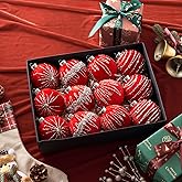 Christmas Ball Ornaments, Red 3.15 Inch &12 Pcs Hand-Painted Shatterproof Velvet, Christmas Tree Decor for Xmas Tree Holiday Wedding Party Home