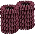 Spiral Hair Ties (Cloth Rose, 12 Pcs) - Coil Ponytail Holders for Thick & All Hair Types, No Crease Phone Cord Design