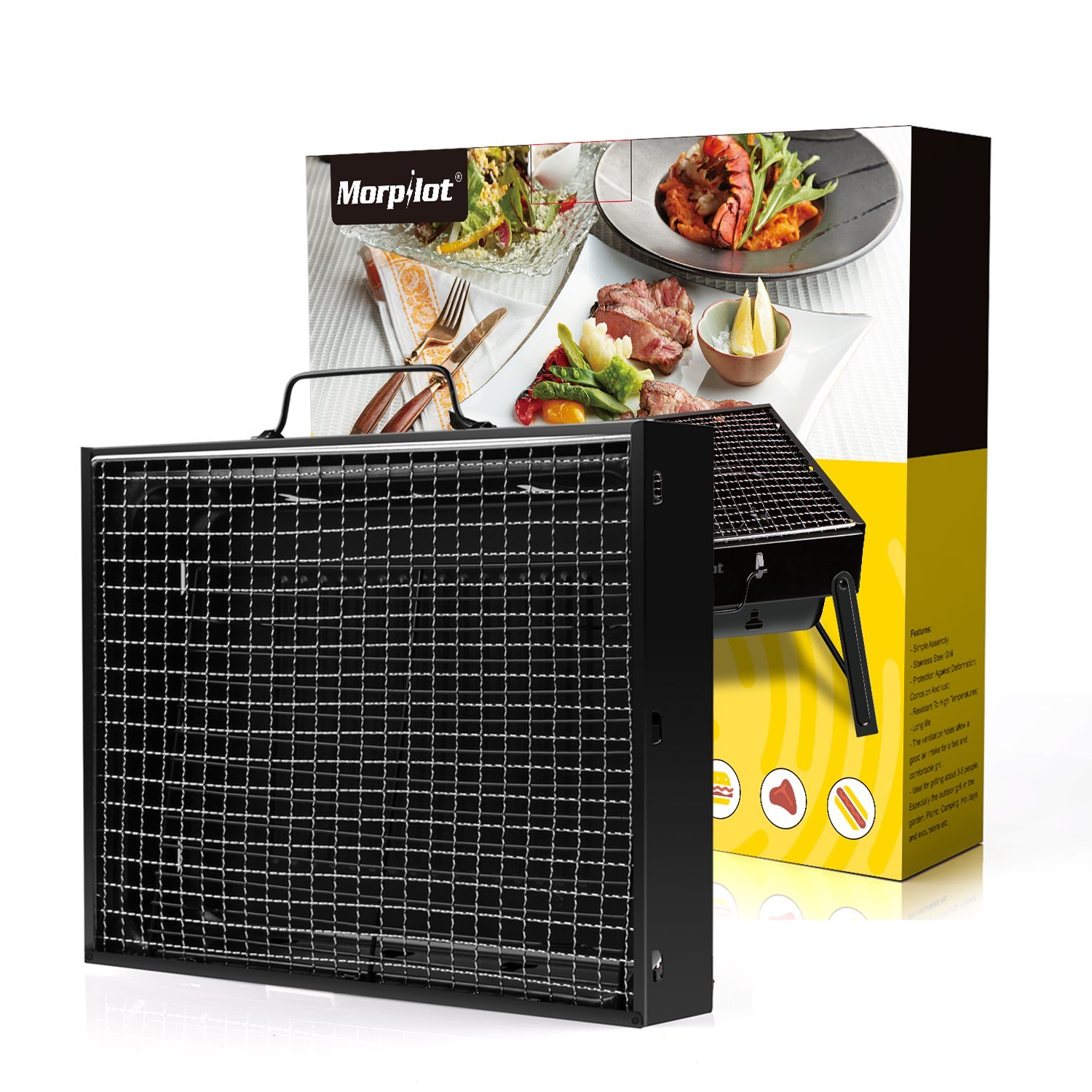 morpilot Portable Barbecue Grill stainless steel Charcoal smoker char broil BBQ pit grill for ourdoor camping