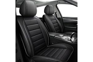 CAPITAUTO Leather Car Seat Covers, Waterproof Faux Leatherette Cushion Cover for Cars SUV Pick-up Truck Universal Fit Set for Auto Interior Accessories(Black Full Set)